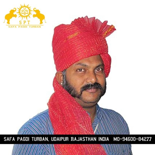 Traditional Jodhpuri Red Long Tail Safa Turban