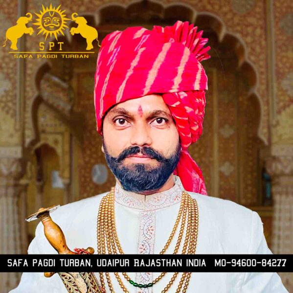 The Elegance of Jodhpuri Lehriya Long Tail Red Safa