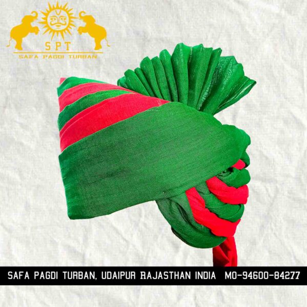 Elegance Redefined: The Jodhpuri Red and Green Double Coloured Safa