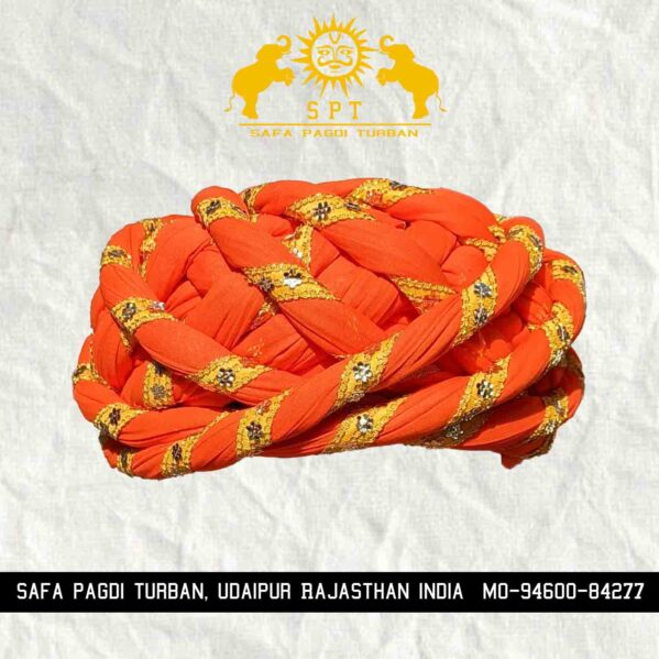 Elegance Redefined: Rajasthani Gol Saffa in Vibrant Orange