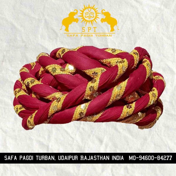 Elegant and Authentic: The Rajasthani Gol Safa in Dark Red