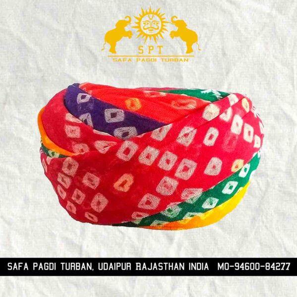 Rajasthani Multicolour Chunadi Gol Safa Turban – Traditional Elegance with a Twist