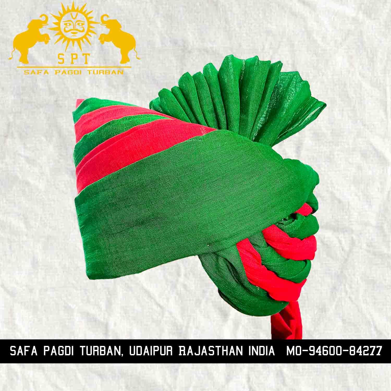 Elegance Redefined: The Jodhpuri Red and Green Double Coloured Safa